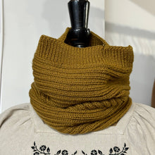  SMALL FOLK Handknits Women's Hand Knitted Ribbed Snood - Old Gold