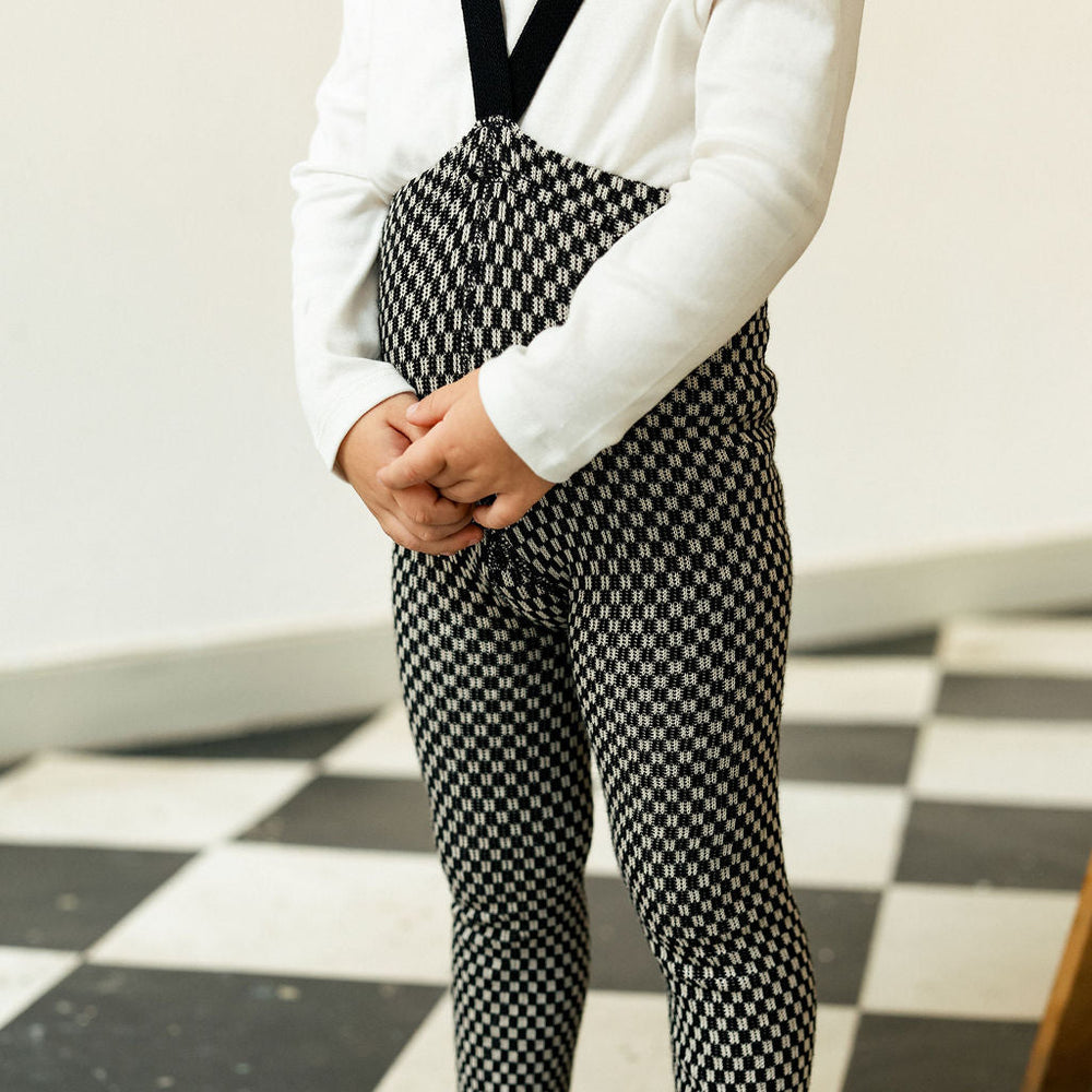 
                  
                    Silly Silas Footless Tights With Braces - Black x White Checked
                  
                
