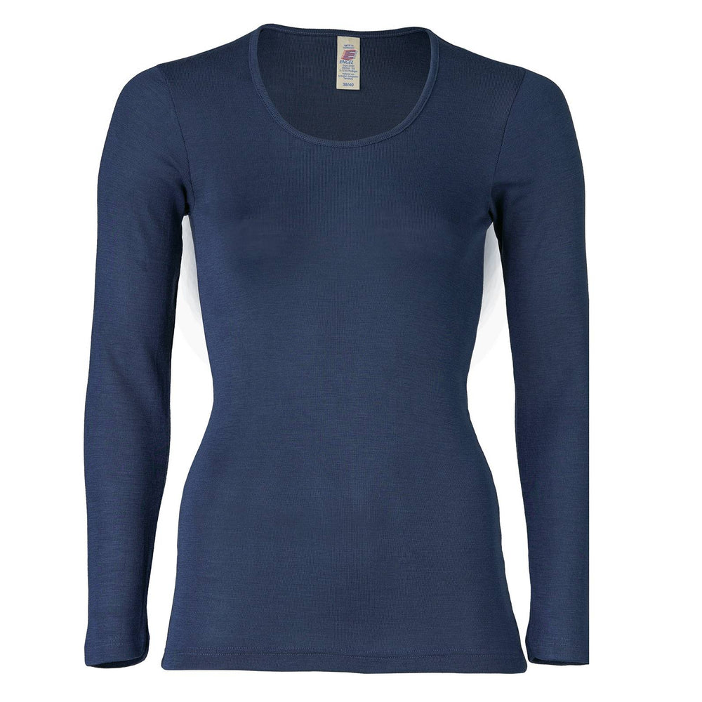 Engel Natur Women's Merino Wool/Silk Long Sleeve Top - Navy Blue
