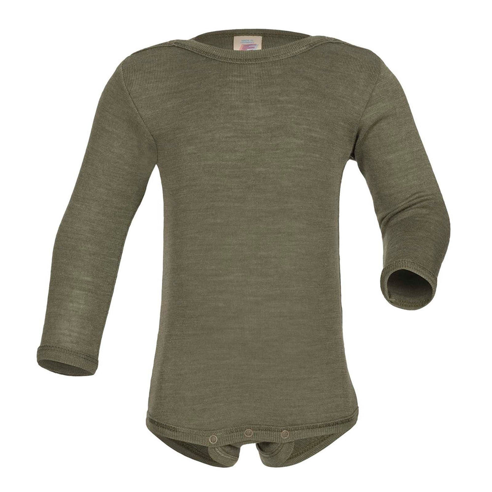 Engel Natur Wool/Silk Long Sleeve Baby Bodysuit - Olive