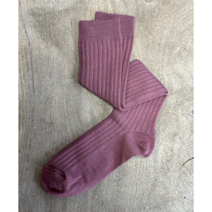 Women's Knee High Ribbed Merino Wool Socks - Plum