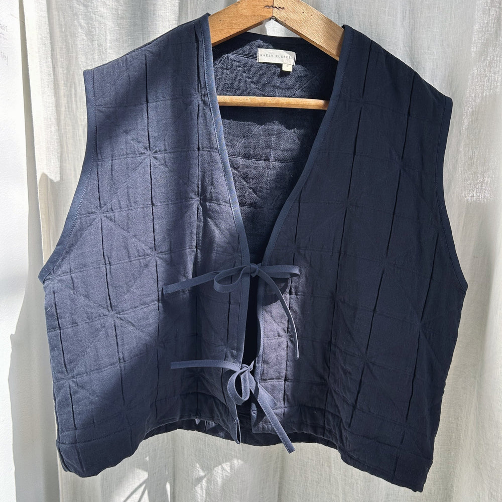 Kaely Russell Quilted Tie Vest | Navy