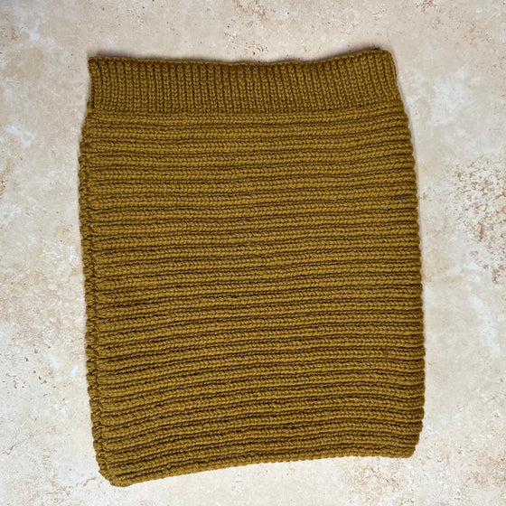 SMALL FOLK Handknits Women's Hand Knitted Ribbed Snood - Old Gold