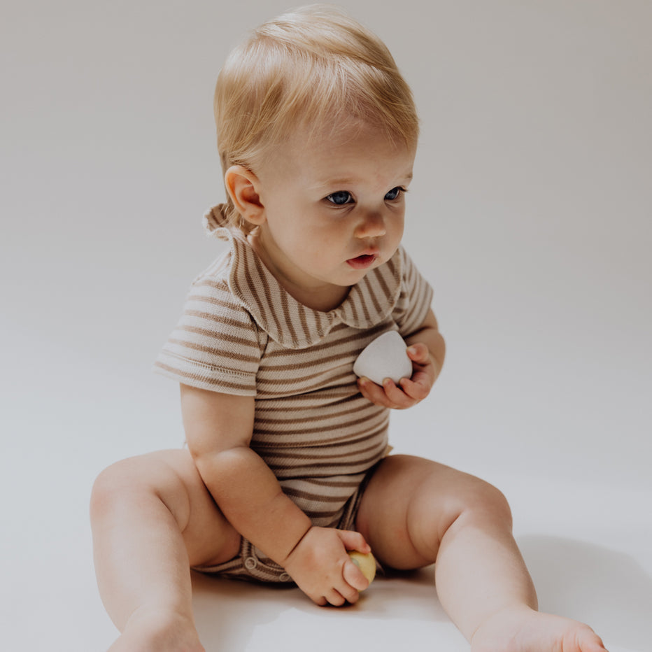 Finch & Fable Collar Onesie - Bronze Stripe