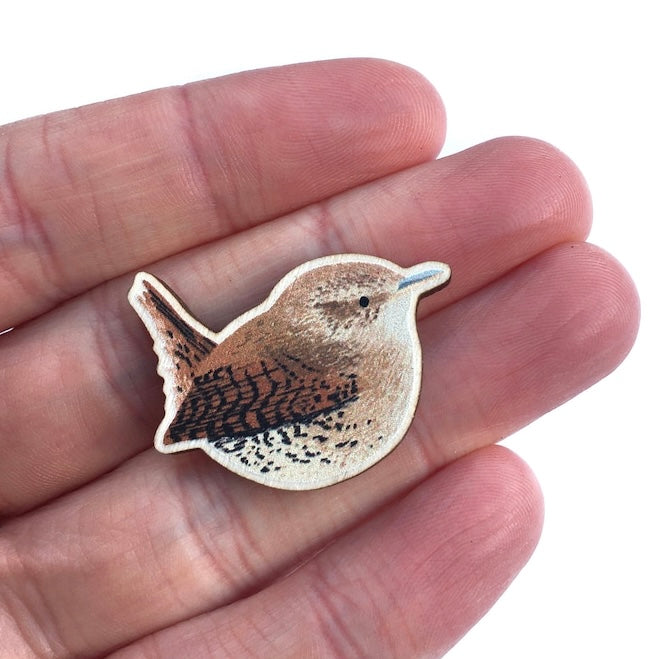 Tom Hardwick Wren, Responsibly Sourced Birch Wood Pin