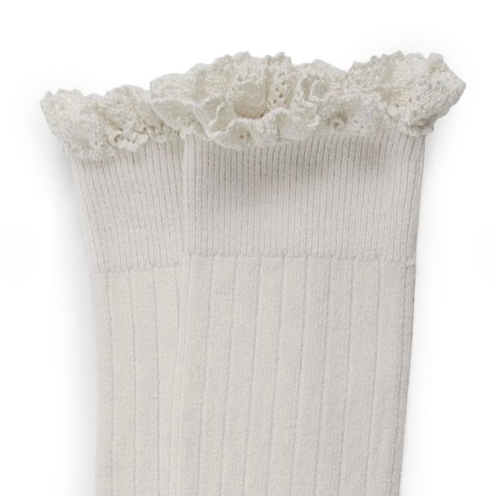 
                      
                        Josephine Lace Trim Cotton Knee High Socks - Snow White
                      
                    