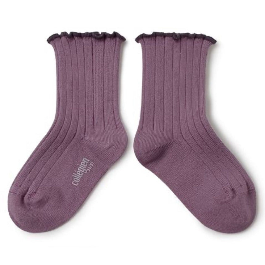 Collégien Women's Delphine Lettuce Trim Cotton Ankle Socks - Wisteria