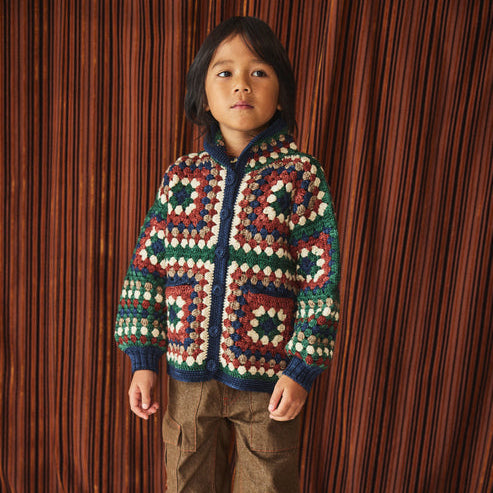 Misha & Puff Crochet Big Square Cardigan Jacket - Ink