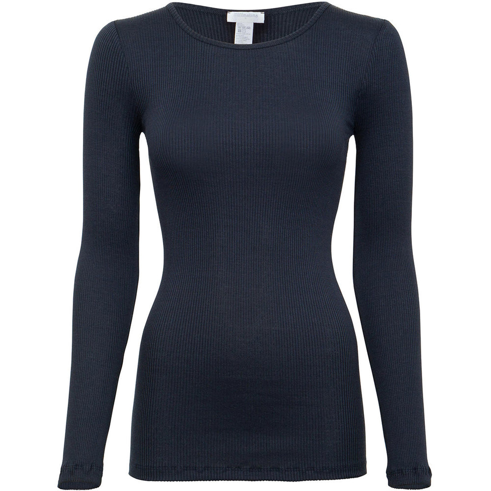 Minimalisma Women's Gerda Cotton/Silk Long Sleeve Top - Dark Blue