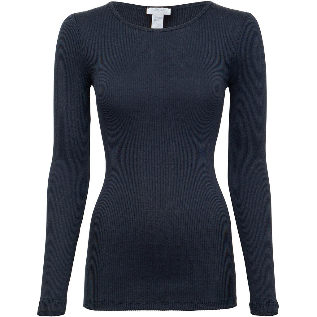 Minimalisma Women's Gerda Cotton/Silk Long Sleeve Top - Dark Blue