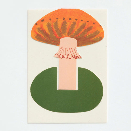 Hadley Paper Goods Orange Frilly Mushroom Stand Up Card