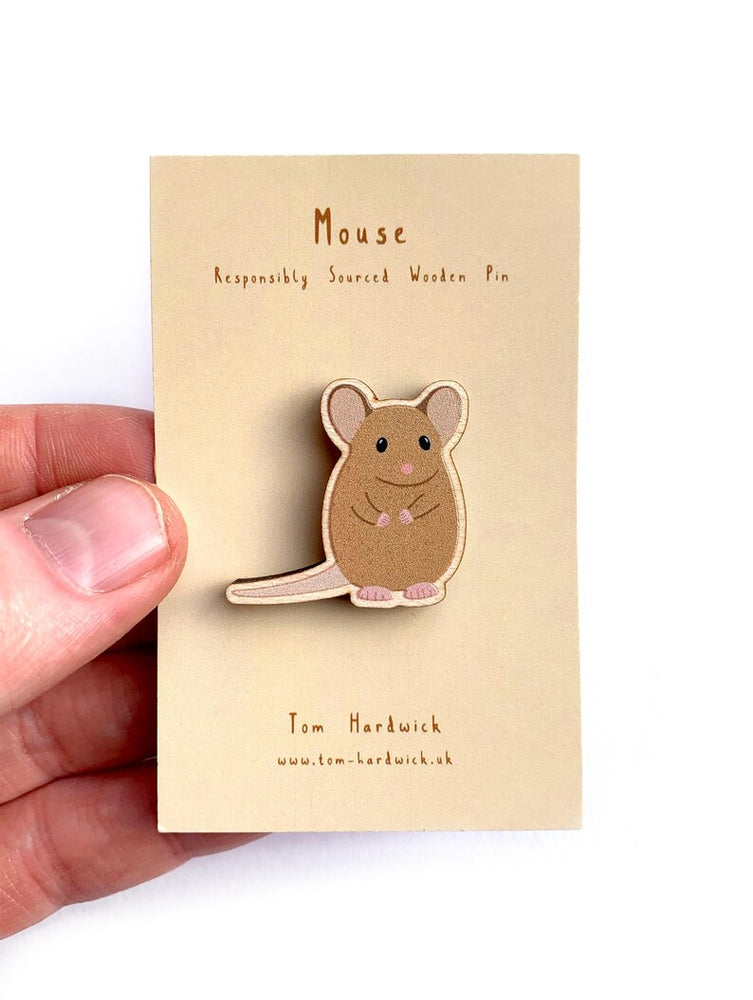 Tom Hardwick Brown Mouse, Responsibly Sourced Birch Wood Pin