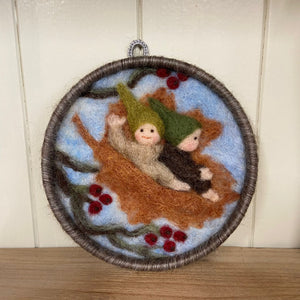 Flying on a Leaf Needle Felt Picture