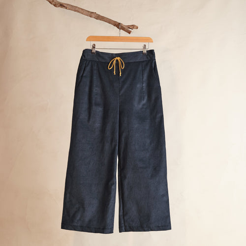 Kaely Russell Women's Drawstring Trousers | Navy Needlecord