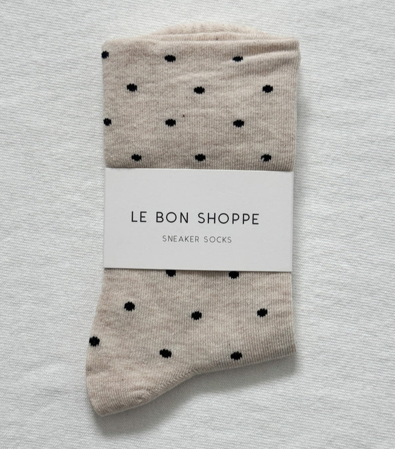 
                  
                    Le Bon Shoppe Women's Sneaker Socks - Polka Dot - Oatmeal / Black
                  
                