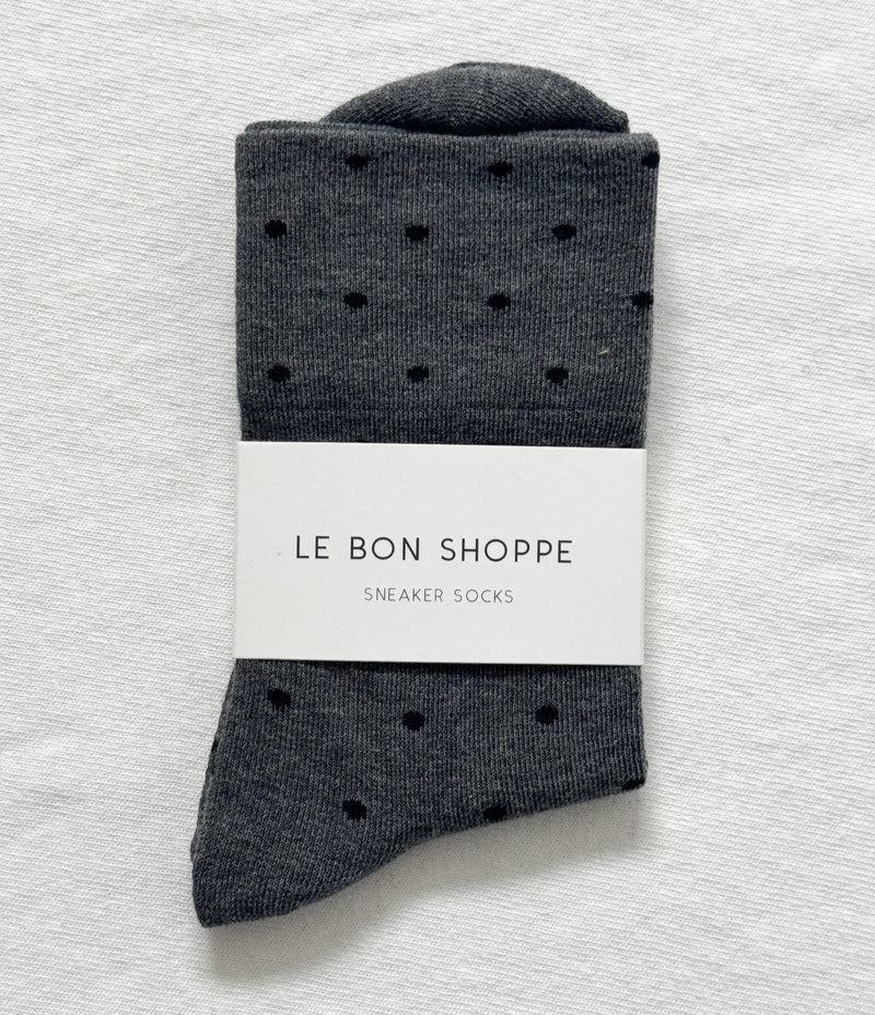 
                  
                    Le Bon Shoppe Women's Sneaker Socks - Polka Dot - Charcoal / Black
                  
                