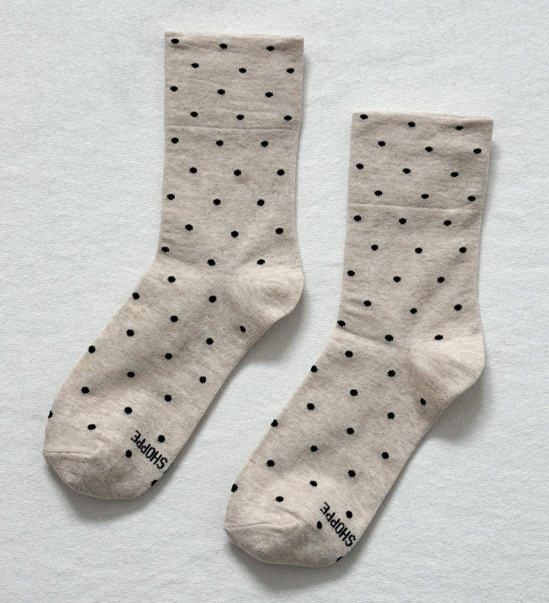 
                  
                    Le Bon Shoppe Women's Sneaker Socks - Polka Dot - Oatmeal / Black
                  
                