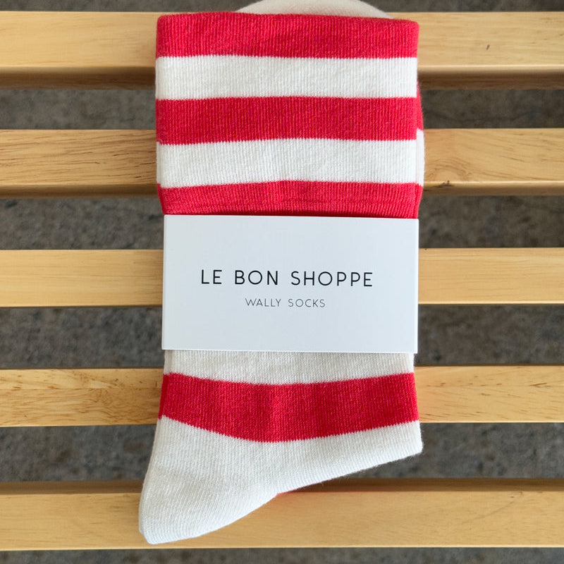 Le Bon Shoppe Women's Wally Socks - Wide Red Stripe