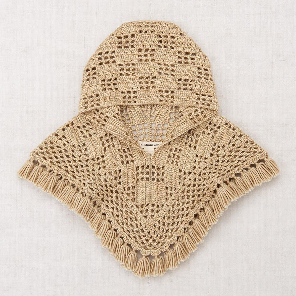 Misha & Puff Lattice Crochet Hooded Capelet - Alabaster