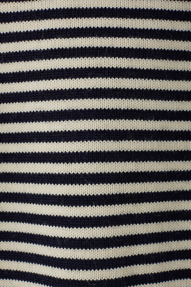 
                  
                    Le Tricoteur Adults Aran/Navy Stripe Cropped Guernsey Jumper
                  
                