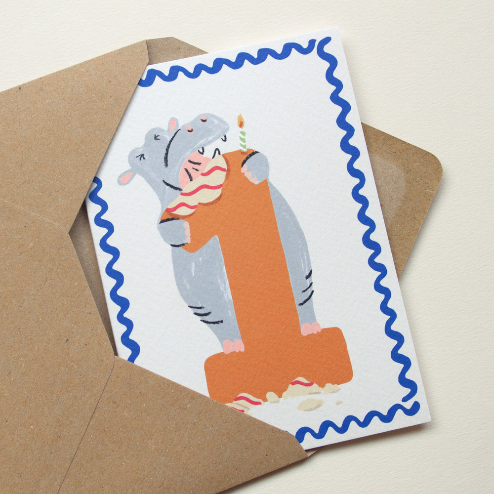 Little Em Emma Alviti One Today Hippo Birthday Card