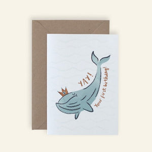 Little Em Emma Alviti Whale First Birthday Card