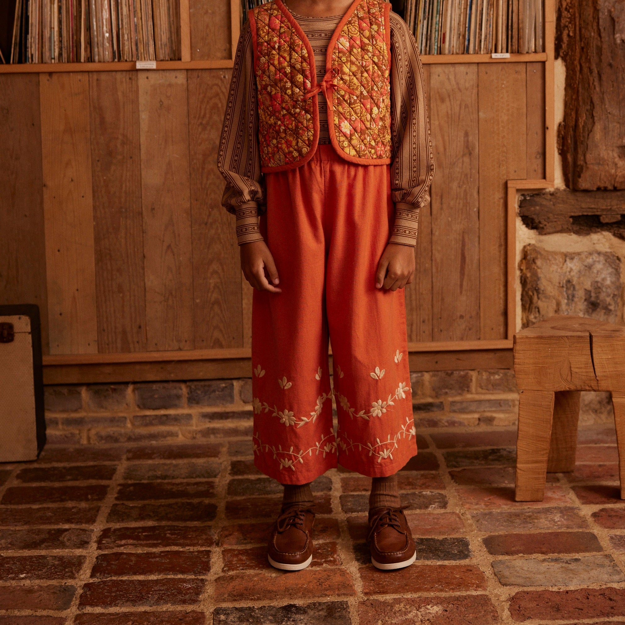 Apolina Molly Embroidered Trouser - Poppy