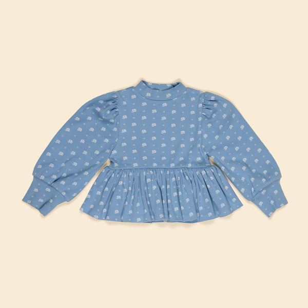 Apolina Mya Peplum Jersey Top - Mountain Calico Blue – SMALL-FOLK