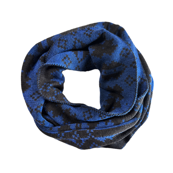 Mabli Knits Women's Eryri Loop Scarf - Umber / Denim