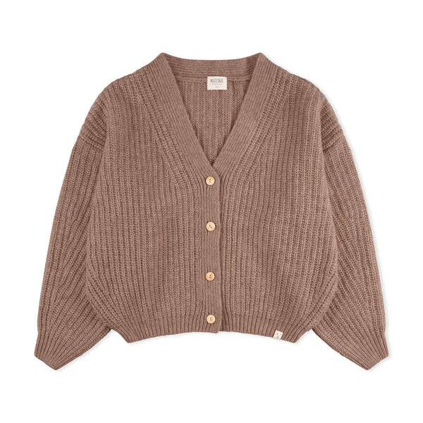 Matona Women's Wool/Organic Cotton Knit Cardigan - Sepia