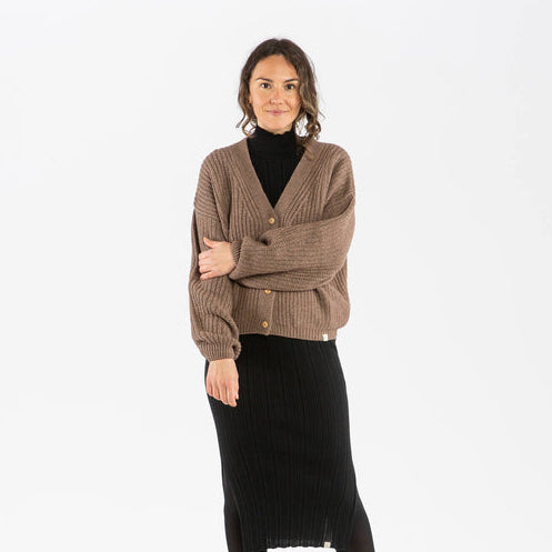 
                  
                    Matona Women's Wool/Organic Cotton Knit Cardigan - Sepia
                  
                