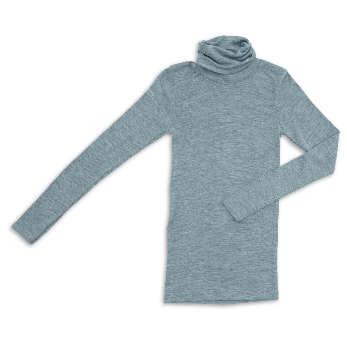 Engel Natur Women's Wool/Silk Polo Neck Top - Mountain Blue