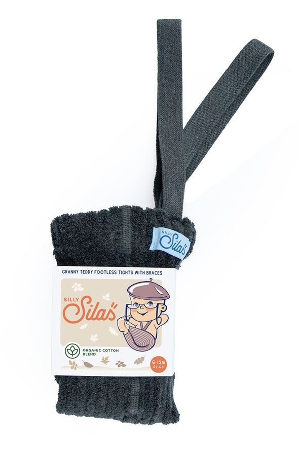 Silly Silas Teddy Granny Footless Tights With Braces - Dark Grey Blend