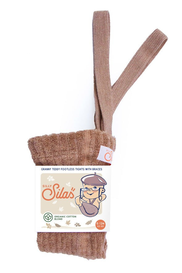 Silly Silas Teddy Granny Footless Tights With Braces - Light Brown