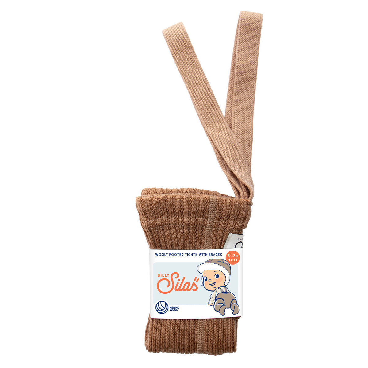 Silly Silas Wooly Footed Tights With Braces - Cappuccino