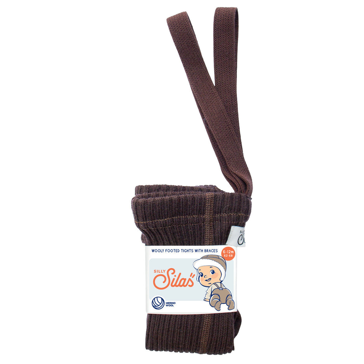 Silly Silas Wooly Footed Tights With Braces - Espresso
