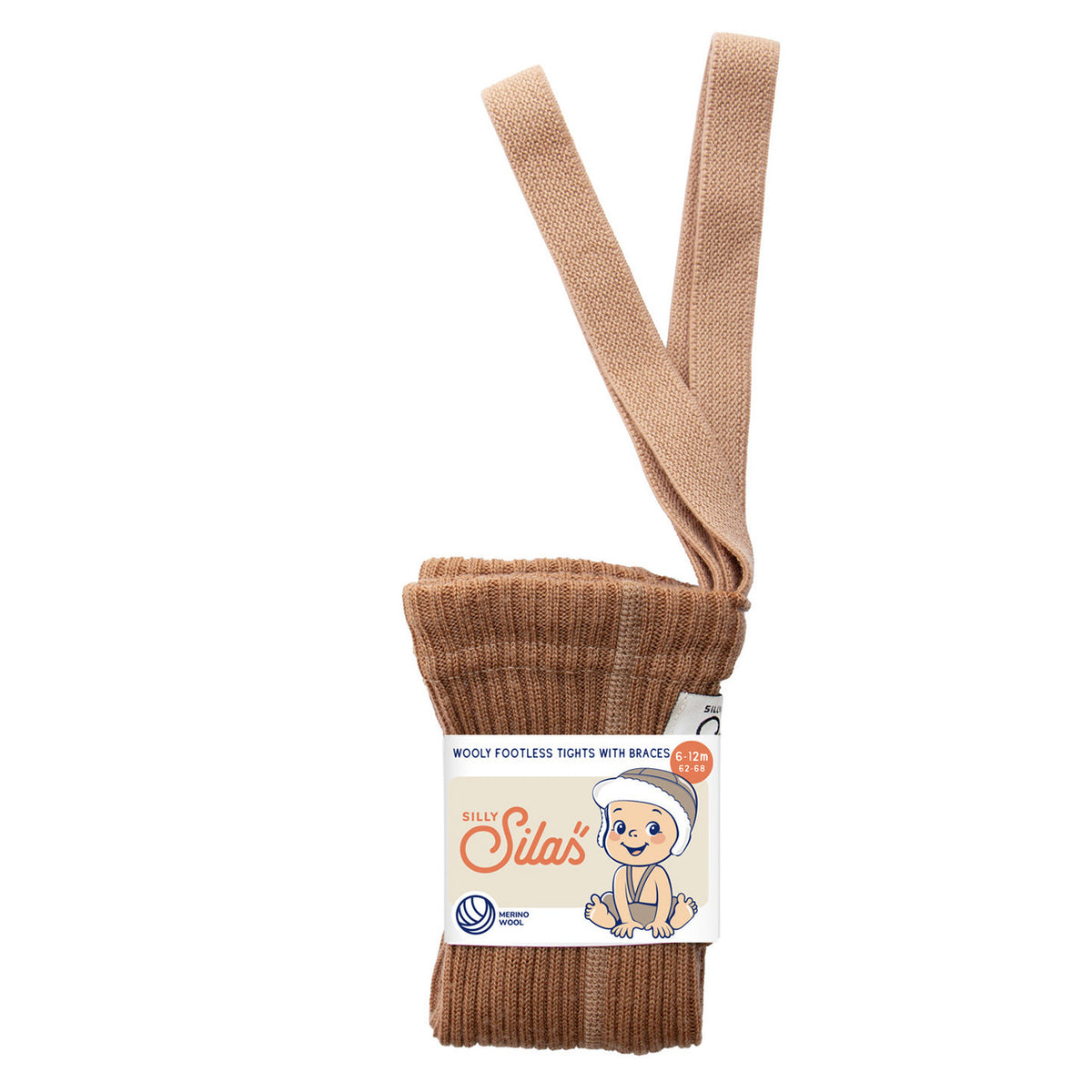 Silly Silas Wooly Footless Tights With Braces - Cappuccino