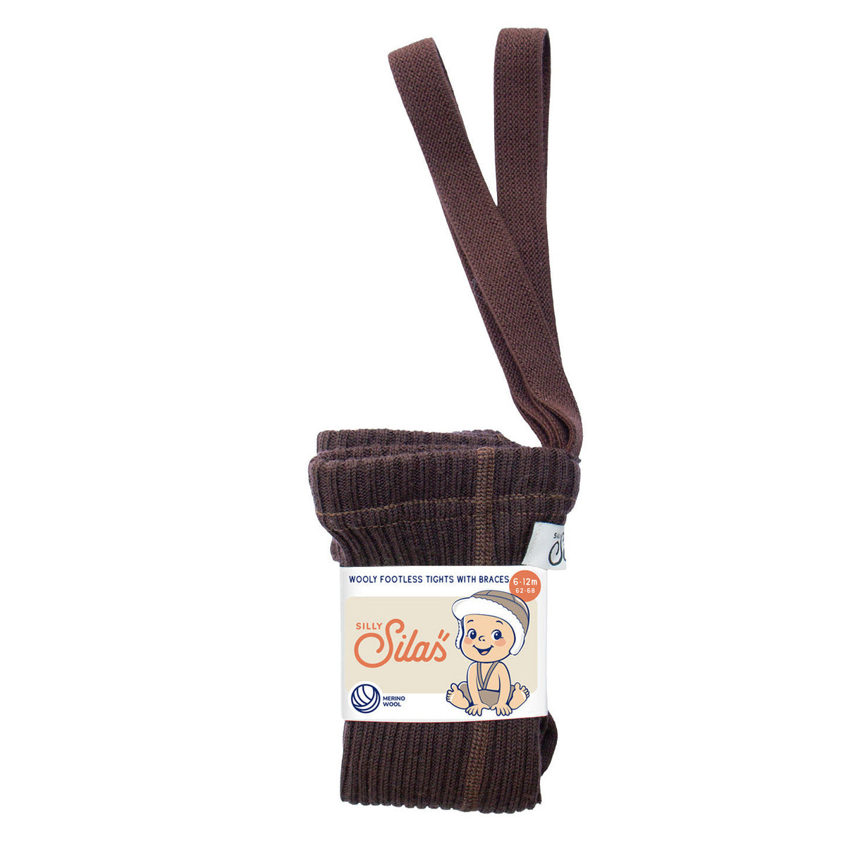 Silly Silas Wooly Footless Tights With Braces - Espresso