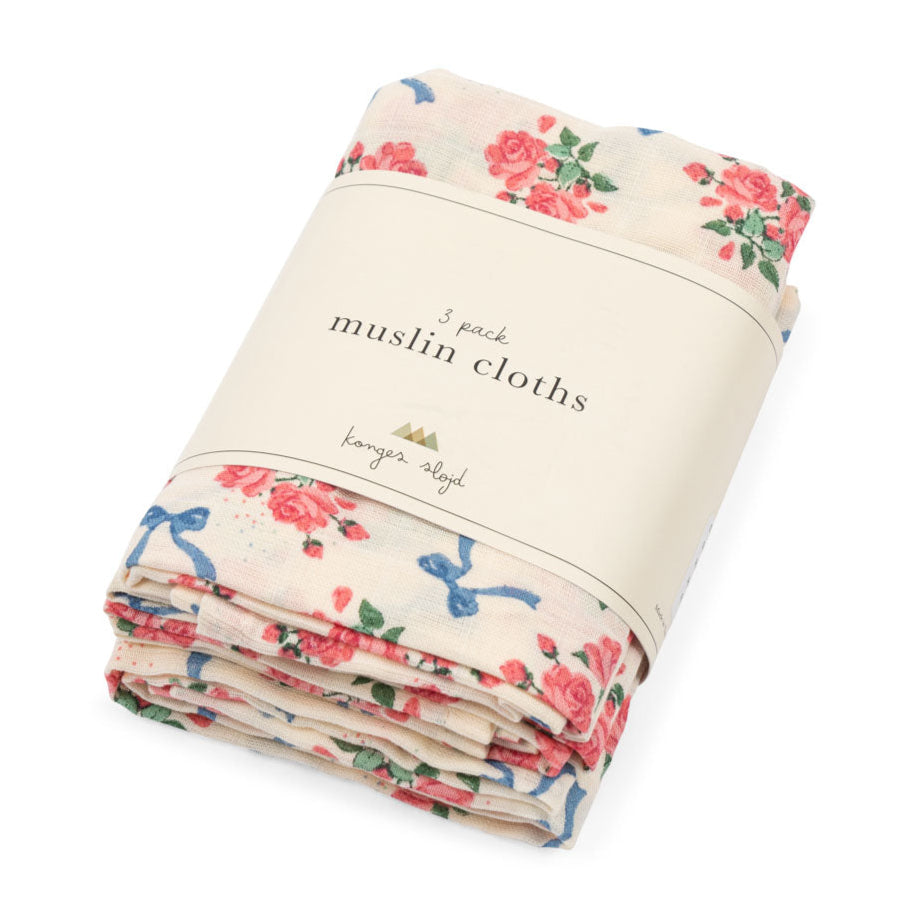 Konges Slojd Sløjd 3 Pack Muslin Cloths - Bella Rosita