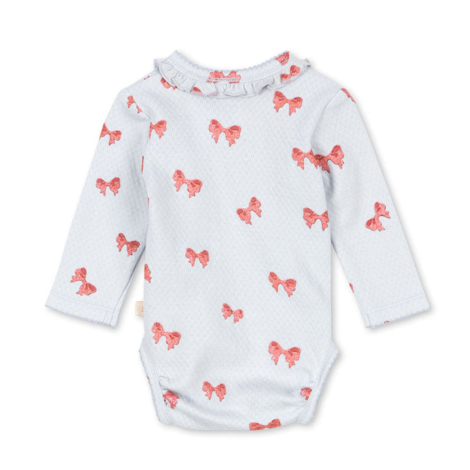 Konges Sløjd Sui Long Sleeve Frill Body - Rosia Blue Bow