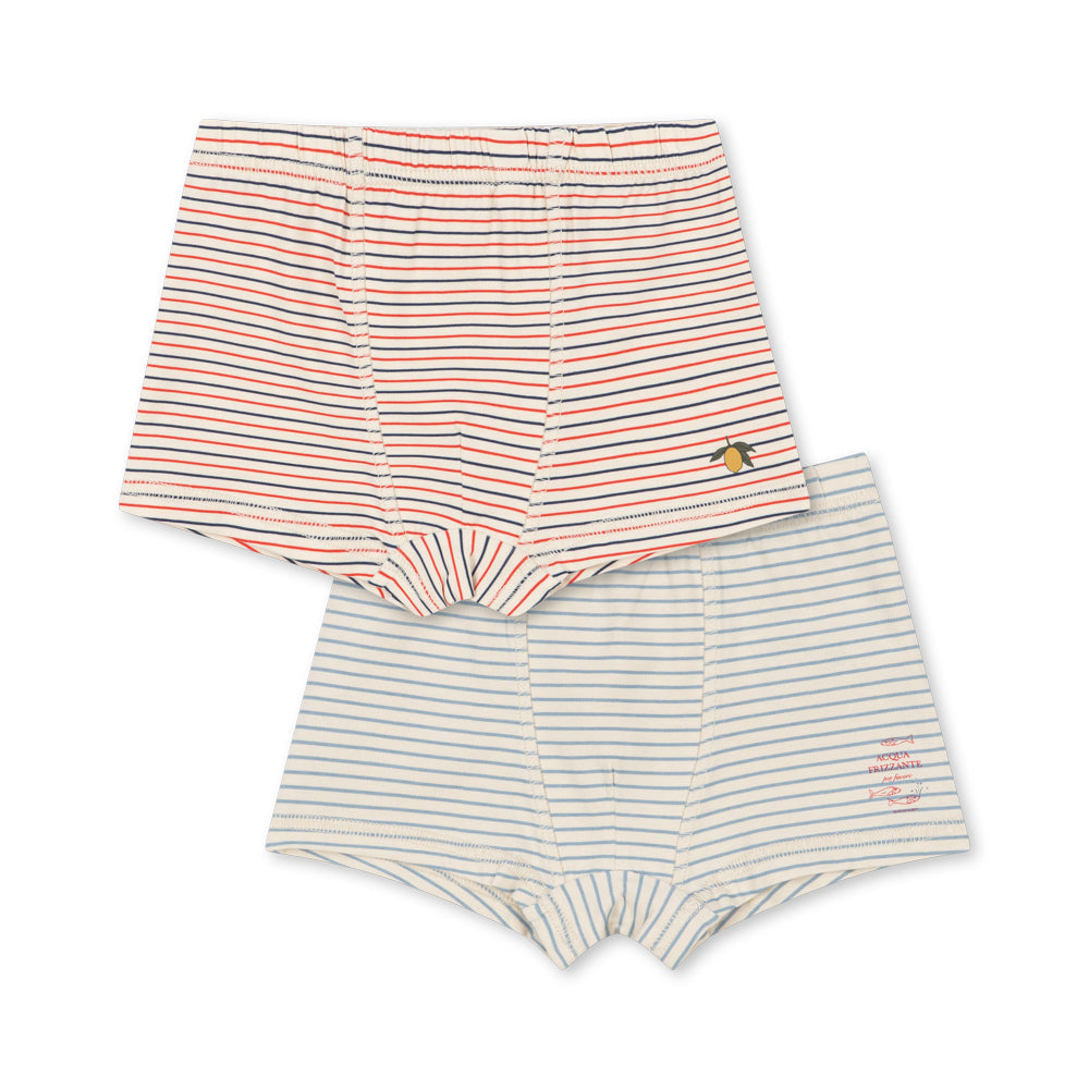 Konges Sløjd Basic Boxers, 2 Pack - Stripe Bluie/Stripe Tricolore Petit