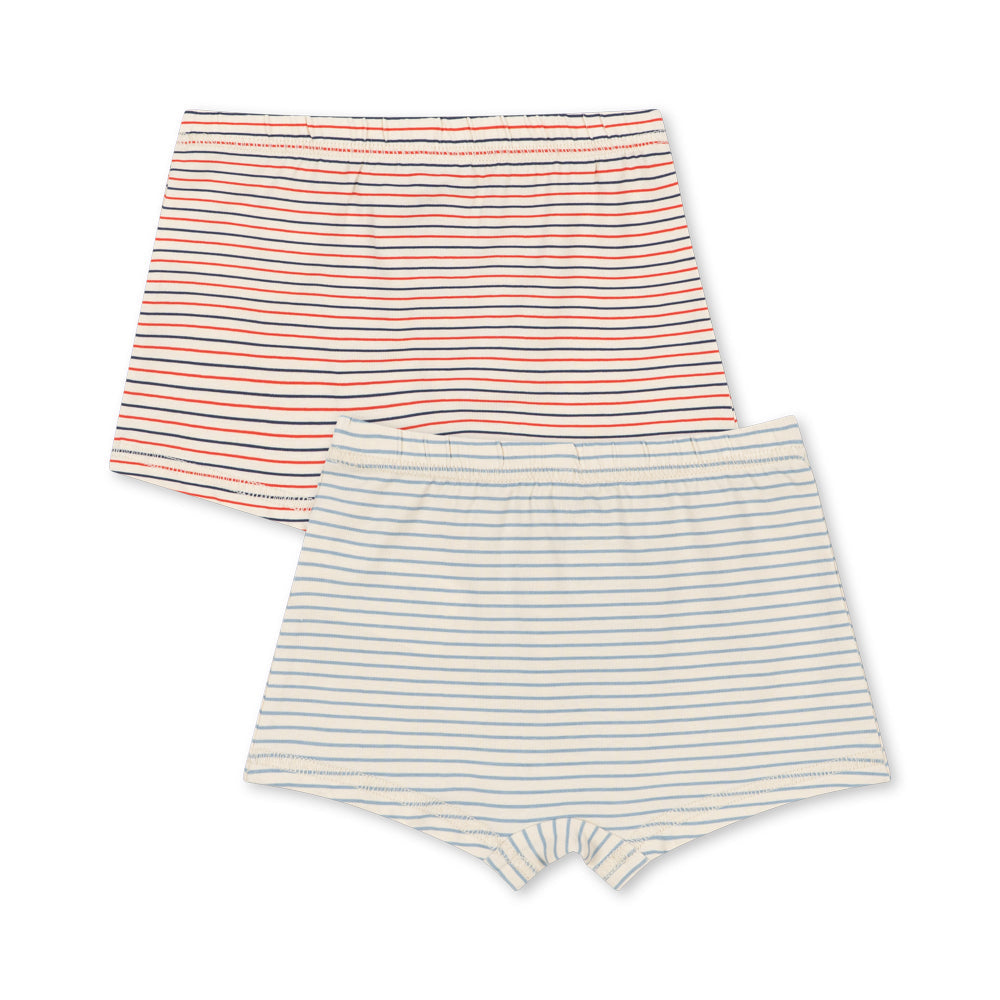 Konges Sløjd Basic Boxers, 2 Pack - Stripe Bluie/Stripe Tricolore Petit