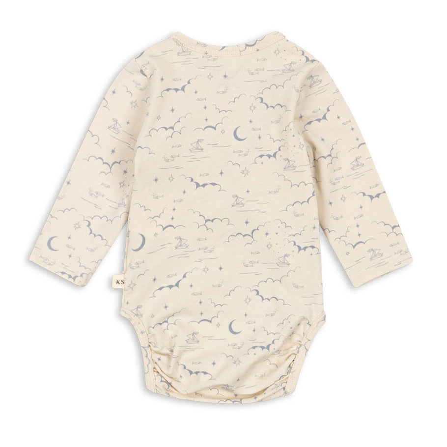 Konges Sløjd Basic Long Sleeve Newborn Body - Cielo Marino