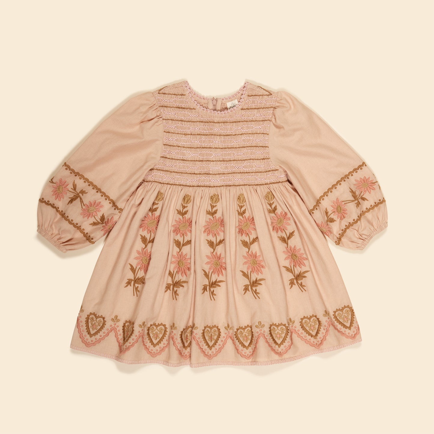 Apolina Penny Smock Dress - Pink Beige