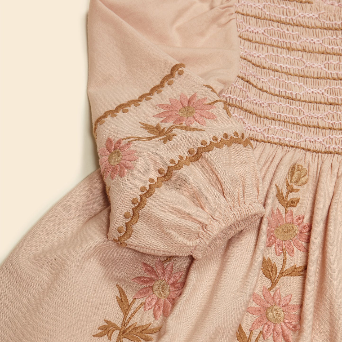 Apolina Penny Smock Dress - Pink Beige