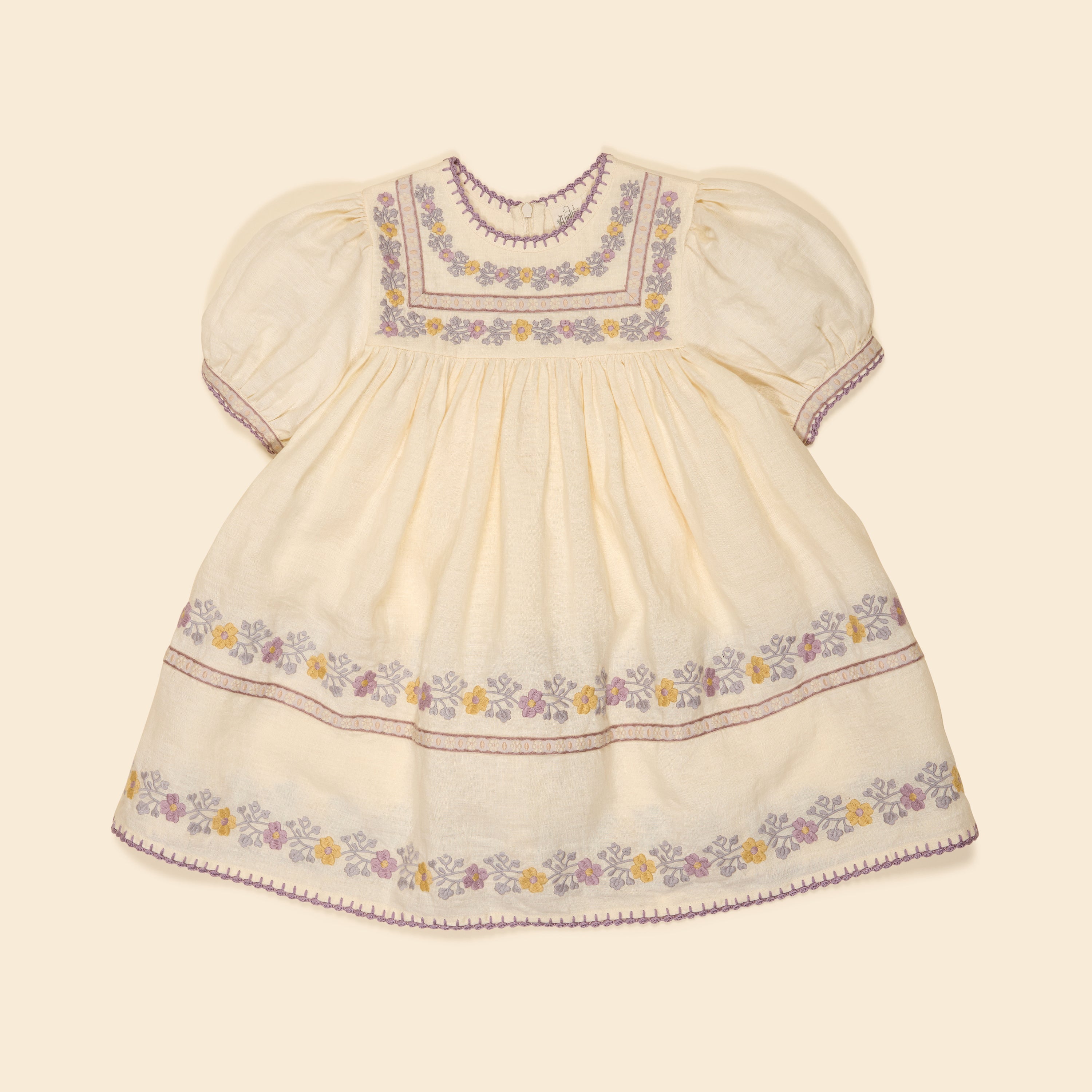 Apolina Patsy Ribbons Dress - Cream | SMALL-FOLK