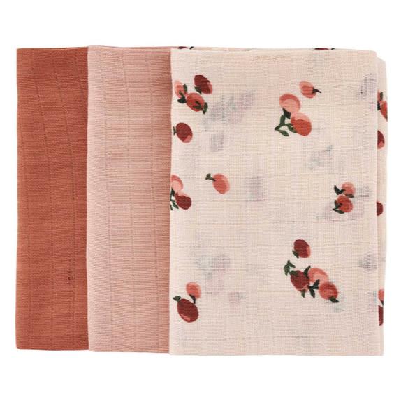 Avery Row Organic Baby Muslin Squares Set of 3 - Peaches