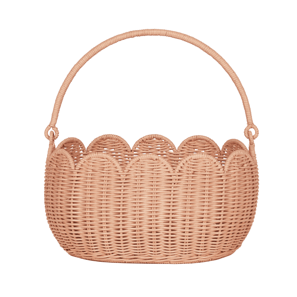 Olli Ella Rattan Tulip Carry Basket - Seashell Pink