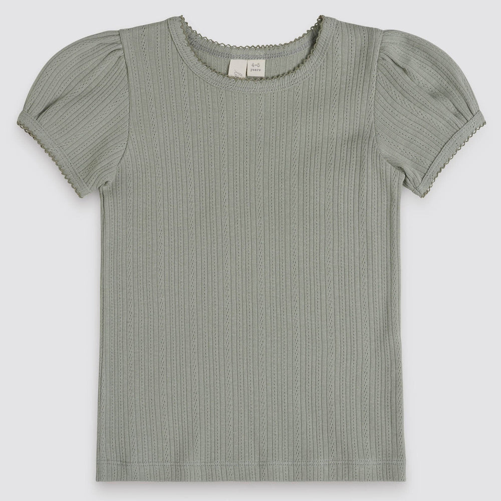 Organic Pointelle T-shirt - Mineral Green