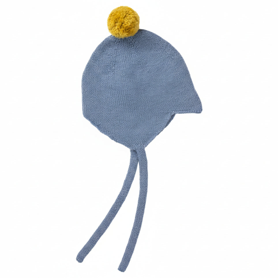 Rosie Sugden Cashmere Baby Bonnet - Mermaid / Gold Dust Pom-Pom